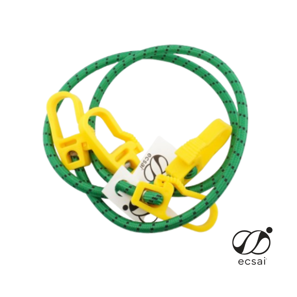 สายรัดยางยืด พร้อมตะขอพลาสติก ECSAI ขนาด 8 มม. ยาว 80 ซม. สีเขียว-ดำ (แพค 2 ชิ้น)_0